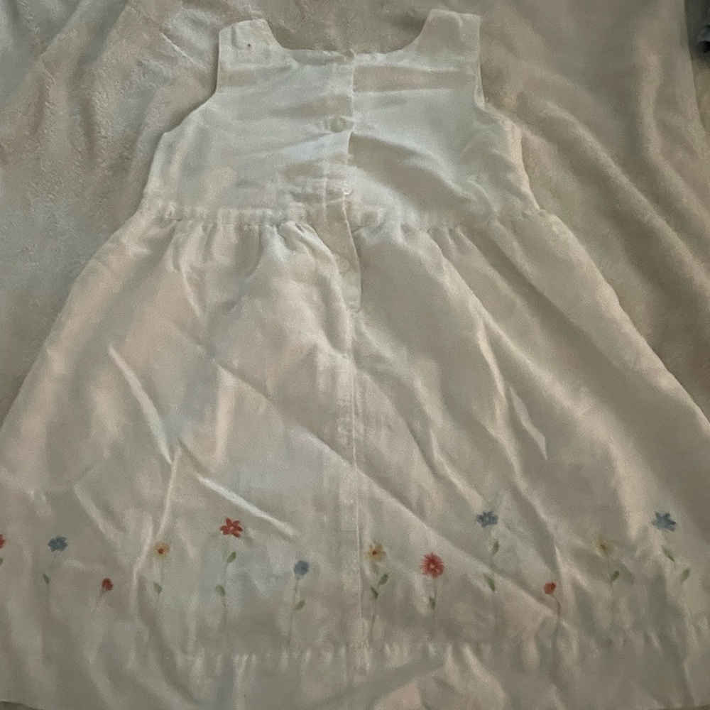 Cherokee White Dress with Floral Accents